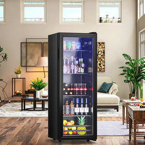 Gabinete de <span class=keywords><strong>vino</strong></span> de vidrio transparente de una sola puerta comercial para el hogar de 122L, vitrina de refrigeración, refrigerador de mantenimiento fresco, barra de hielo - Product Image 2