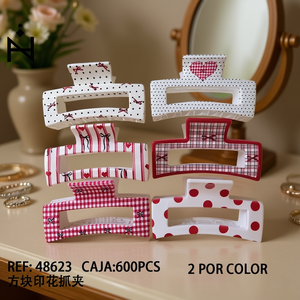 Fermagli per capelli quadrati stampati, 600 pezzi in scatola, 2 per colore - Product Image 3