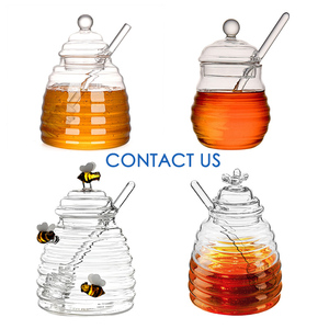 Fête de luxe faveurs de mariage sucre confiture miel mini forme de nid d'abeille mignon pot de bouteille en verre avec louche et décoration d'abeille - Product Image 6