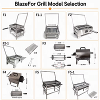 Barbecue rotatif commercial BlazeFor OEM, cuisson uniforme sur toute la grille et brochettes allongées de 57 cm pour barbecue de balcon