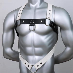 フェティッシュ レイブ コスチューム エロティック 大人のおもちゃ BDSM 拘束具 調節可能 セクシャル ボディハーネス 男性用 レザー チェストベルトストラップ - Product Image 2