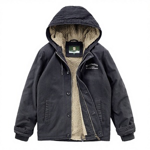 Chaqueta Bomber de Invierno para Hombre, Estilo Urbano, con Capucha, Forro Polar, Gruesa, Tallas Grandes, Ropa de Trabajo, Estampado de Corazones - Product Image 3