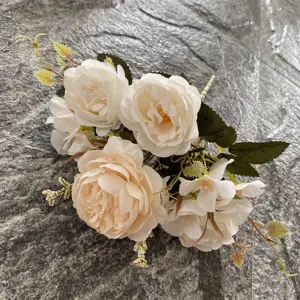 Dekorasi Rumah Mewah Faux Tengah Bunga Bunga Buatan Bunch Palsu Peony Sutra Karangan Bunga Pusat Pernikahan