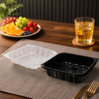 Boîte à lunch rectangulaire jetable en plastique PP, compatible micro-ondes, pour emporter les repas, emballage alimentaire en gros