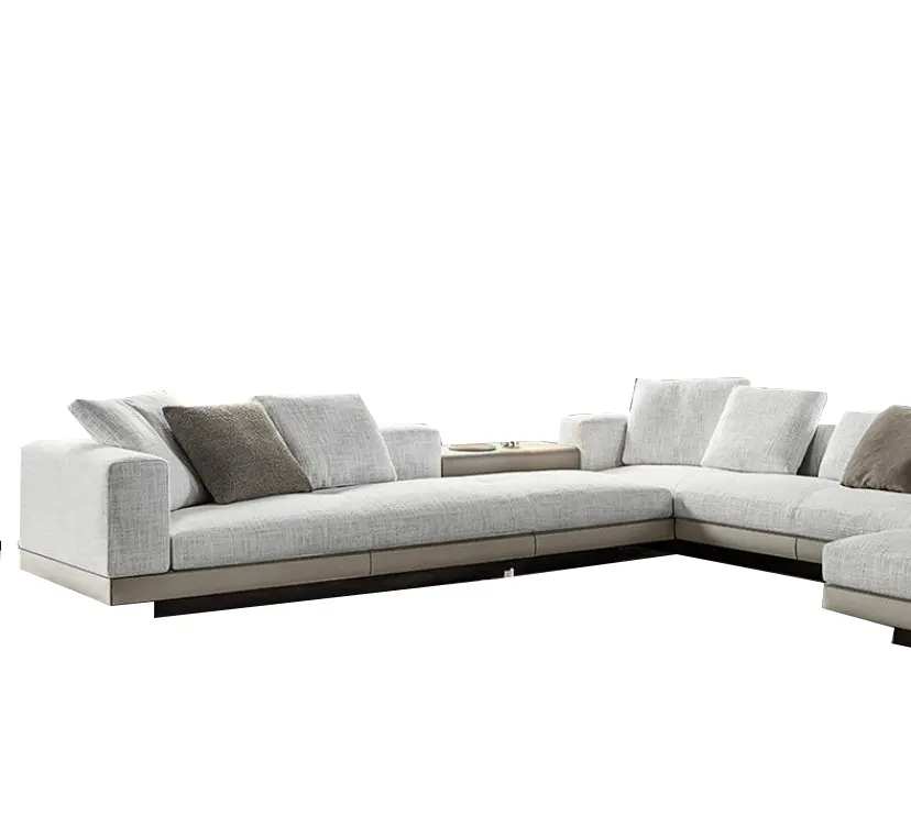 Modern Luxury L shaped white genuine leather sectional Top Grain sofa Living Room sectional sofa set