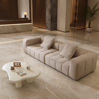 Canapé Tofu Minimaliste Moderne, Canapé Modulaire en Tissu Beige Nordique, Canapé en Lin Rembourré pour Salon