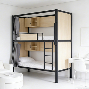 <span class=keywords><strong>Lit</strong></span> superposé en bois massif et acier au design moderne avec tiroirs de rangement pour enfants, filles, garçons - Product Image 1