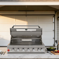 Barbecue professionnel à gaz 6 brûleurs en acier inoxydable 304, îlot de cuisine extérieure intégré sécurisé pour la maison
