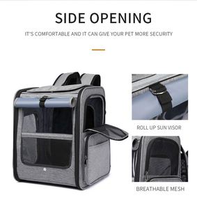 Mochila transportadora de mascotas para gatos, expandible, de nailon, con cremallera, resistente al agua, ideal para viajes de fin de semana, de fábrica BSCI, muy vendida. - Product Image 1