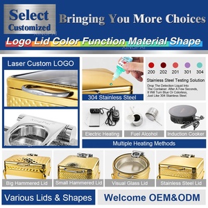 XINGPAI Dubai Restaurant Equipment Oblong <strong>Buffet</strong> De Lux Serving Dish Royal Gold Chaffing Dish for Party - Product Image 3