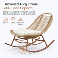 Fauteuil à bascule en rotin d'extérieur Meiqi, chaise longue inclinable pour patio, jardin, balcon, intérieur et extérieur, pour la détente et la relaxation