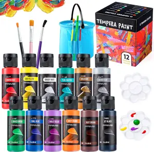 12 Stuks 2 Oz/60Ml Elke Vloeibare Poster Niet-Giftige Kinderen Voor Vingerverven Hobby Schilders Wasbare Kinderen Tempera Verf Set