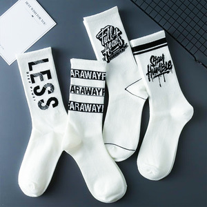 <b>Socks</b> White Cotton Letter Print Breathable Casual Daily Wear Adult Summer <b>Socks</b> - Product Image 5