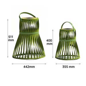 Lámpara de Jardín Grande para Exteriores con Carga Solar y USB, Resistente al Agua, de Ratán Sintético Verde, Lista para Enviar, Ideal para Hoteles - Product Image 4