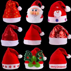 크리스마스 장식품 개인 봉제 산타 클로스 모자 성인 빨간 크리스마스 모자 어린이 크리스마스 모자