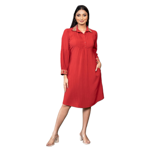 Vestido corto de gasa con bordado y volantes en el cuello y puños para mujer, ropa casual al por mayor - Product Image 2