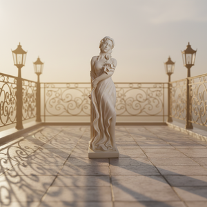 Statue féminine classique européenne, sculpture en résine sculptée à la main avec fleur de lys, style Art déco moderne pour jardin - Product Image 3