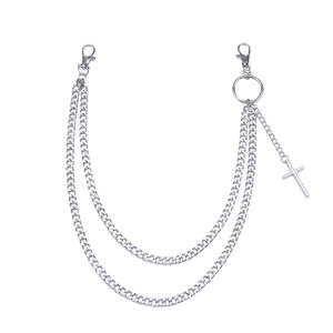 Double Layer Metal Waist <b>Chain</b> With <b>Cross</b> Pendant Unisex Hip Hop Accessory For Women's Skirts - Product Image 5