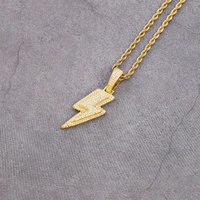 Colgante Yu Ying Lightning, Chapado en Oro Amarillo, Plata de Ley, Diamante Moissanita VVS, Colgante para Hombre Estilo Hip Hop