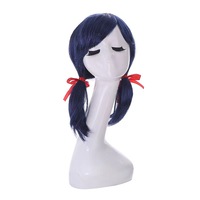 Wig Cosplay Marinette Ladybug Biru Tua Kuncir Ganda Anime Kostum Pesta Halloween Wig OEM Tersedia