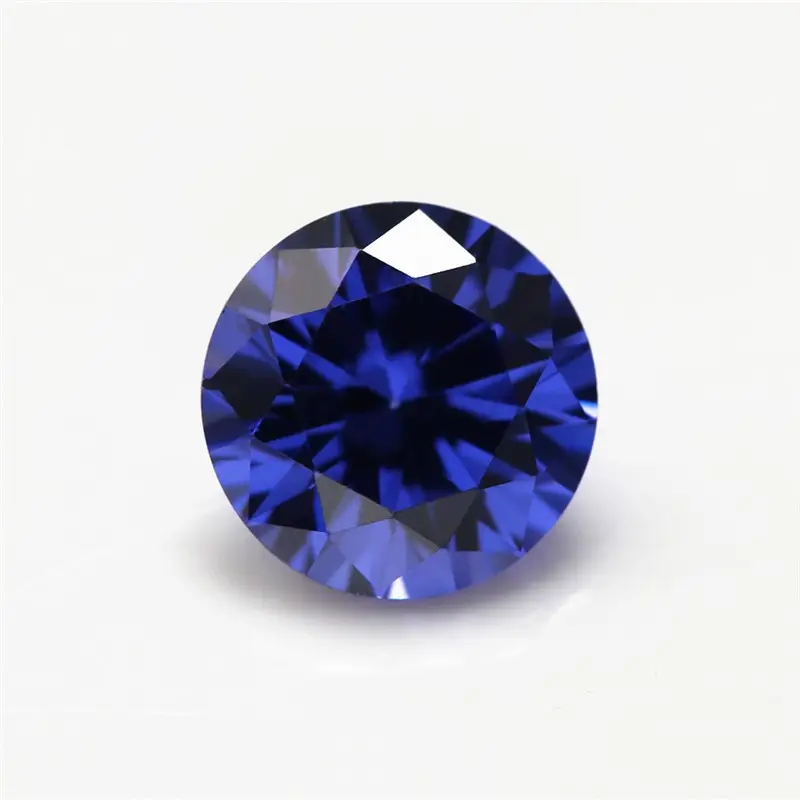 High quality 6mm round shaped synthetic stone laos blue sapphire price