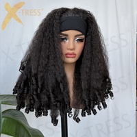 Perruque Bandeau Synthétique Bouclée Afro Longue Sans Colle, Cheveux Frisés En Spirale, Haute Qualité, Résistante À La Chaleur, Demi-Faite À La Main