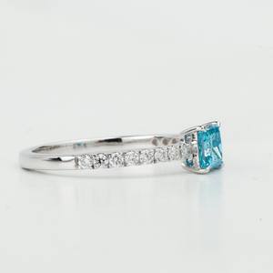 Elegante Anillo de Diamante Azul Cultivado en Laboratorio, Corte Princesa, Joyería de Compromiso, Estilo Art Deco Vintage, Anillo de Promesa de Oro Sólido para Aniversario - Product Image 5