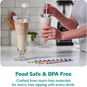 Striped <b>Paper</b> Drinking Straws Sturdy Non-Soggy 100% <b>Biodegradable</b> Eco-Friendly Food-Safe Ink Multi-Layered Long-Lasting Party - Product Image 6