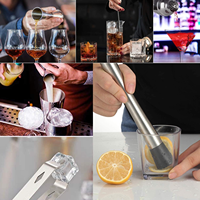 OUYADA Ensemble de bar shaker à cocktail avec support en bois de bambou Outils personnalisés pour barman à vin Martini en acier inoxydable de 700ml