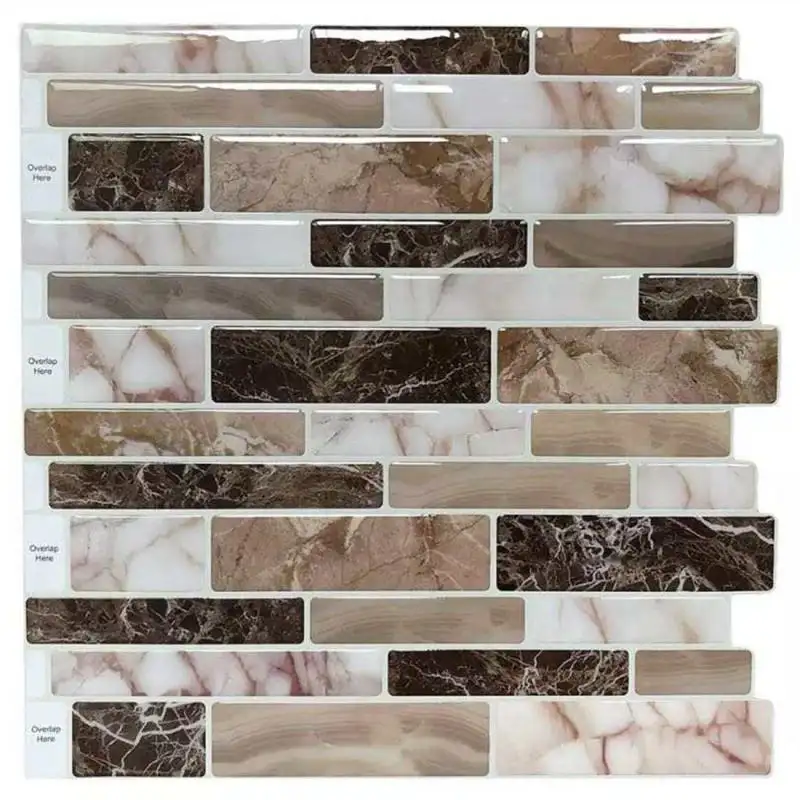 Peel and stick 3d vinyl tile sticker modern home decoration wall coverings marble mosaic wallpaper for backsplash decoration