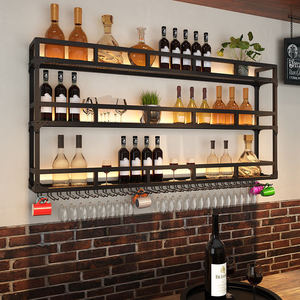 Estante de Vino Moderno de Madera Maciza y Metal para Montar en la Pared, Soporte Invertido para Copas de Vino, Mueble de Almacenamiento para el Hogar - Product Image 6