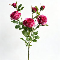 L-182 Premium Spray Rozen Lange Steel Levensechte Bloemblaadjes Huis Bruiloft Evenement Decoratie Groothandel
