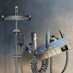Ensemble de robinetterie de douche murale intelligente pour salle de bain, eau chaude et froide, en laiton, avec affichage numérique, type piano - Product Image 4
