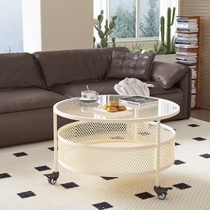 Moderno stile Casual crema puleggia in vetroresina popolare mobile tavolino da caffè per piccoli appartamenti mobili da soggiorno - Product Image 5