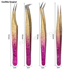 ชุดแหนบถอนขนตาสแตนเลสสีม่วงสีทองแบบมืออาชีพปลายแหลมสำหรับการต่อขนตาเพิ่มวอลลุ่ม - Product Image 3