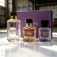 Vente en gros de flacons de parfum en verre vides de 50 ml, 70 ml, 100 ml, de forme spéciale, avec bouchon à baïonnette, impression sérigraphique, boîte cadeau personnalisée
