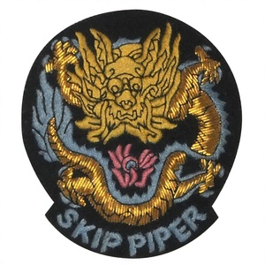 BLAZER BADGE HAND EMBROIDERED <b>SKIP</b> PIPER <b>CAP</b> BADGE Fabric Sew-On Style - Product Image 1