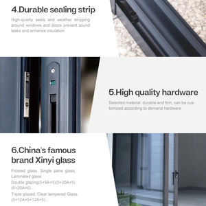 أبواب منزلقة مزججة مزدوجة مقاومة للصدمات مقاومة للصوت عصرية من الألومنيوم للمدخل الخارجي - Product Image 4