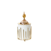 Brûleur d'arôme de style arabe minimaliste élégant fait à la main en métal et en céramique Rose bougeoir parfumé décoration de la maison pour l'Aïd