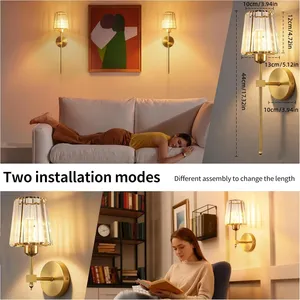 Lámpara de Pared Moderna de Metal y Cristal, Inalámbrica, a Batería, con Carga USB, 15 Colores, Regulable, con Control Remoto, para Dormitorio o Sala de Estar - Product Image 5