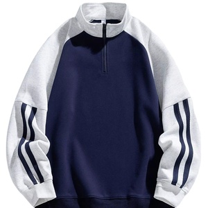 OEM personalizado hombres ropa de otoño multicolor Patchwork pulóver alta calidad a rayas manga Zip Stand Collar <span class=keywords><strong>sudadera</strong></span> para hombre - Product Image 2