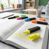 Marcadores Fluorescentes Clásicos Planos, Colores Fluorescentes, Punta Biselada, Alta Capacidad, Material Escolar y de Oficina para Tomar Notas