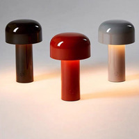 Lámpara de Mesa Recargable con Forma de Hongo, Control Táctil, Regulable, 3 Temperaturas de Color, Inalámbrica, Luz de Noche para Mesita de Noche, Carga USB-C