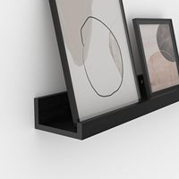 Lot de 5 étagères murales en bois noir pour salle de bain chambre cuisine salon rangement en bois petit rebord photo