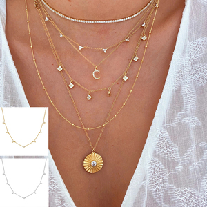 CANNER S925 Plata Delicada Moda Femenina Collares de Zirconia Rectangulares Hip Hop Luna Celestial Venta al por Mayor para Mujeres Collares de Serpiente - Product Image 5