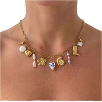Collier Pendentif Étoile de Mer et Conque en Acier Inoxydable Plaqué Or, Bijoux de Plage Personnalisables DIY, Vente en Gros, Fournisseur OEM, Usine