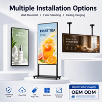 Layar Digital Signage 65 Inci FHD IPS LCD AG Anti-Glare Android Cloud CMS WiFi USB Playback untuk Retail Hotel Restoran