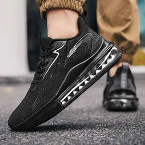 Men's Breathable Non-slip Casual Fashionable Sports Shoes Cushioning Pure Color Knitted Mesh Fabric <b>for</b> Walking <b>Running</b> - Product Image 2