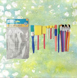 إسفنج فوم مستدير للأطفال فرشاة طلاء ذاتية الصنع مجموعة فرش طلاء إسفنجية من الفوم بمقبض خشبي للرسم للأطفال - Product Image 1