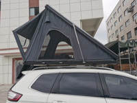 Tente de toit de voiture moderne à coque rigide en aluminium, tissu Oxford noir, éclairage solaire, étanche, ouverture rapide, 2-3 personnes